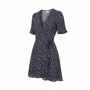 Reformation Navy Blue Floral Wrap Mini Dress Size M Cottegecore Flirty EUC